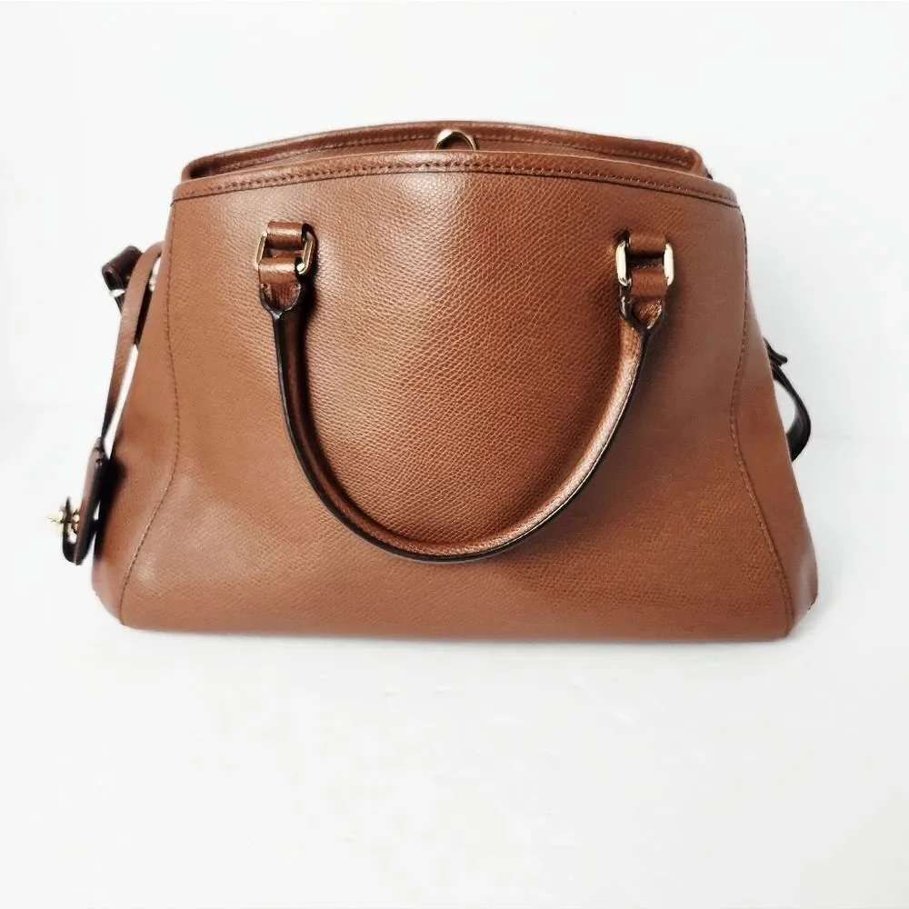 Coach Margot Carryall Satchel Saddle Brown Crossgrain Leather 13x9x5